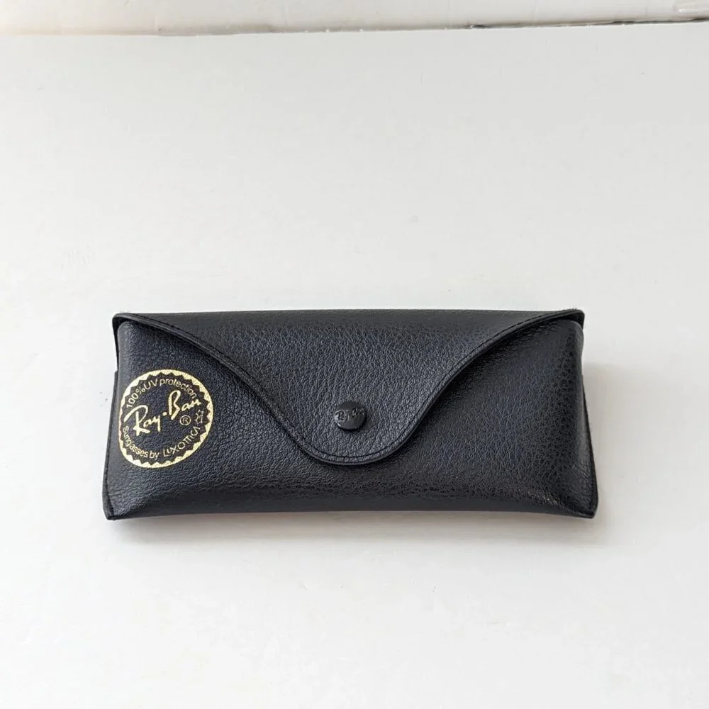 Ray Ban Leather Sunglasses Hard‎ Case Snap Button Black Pebbled